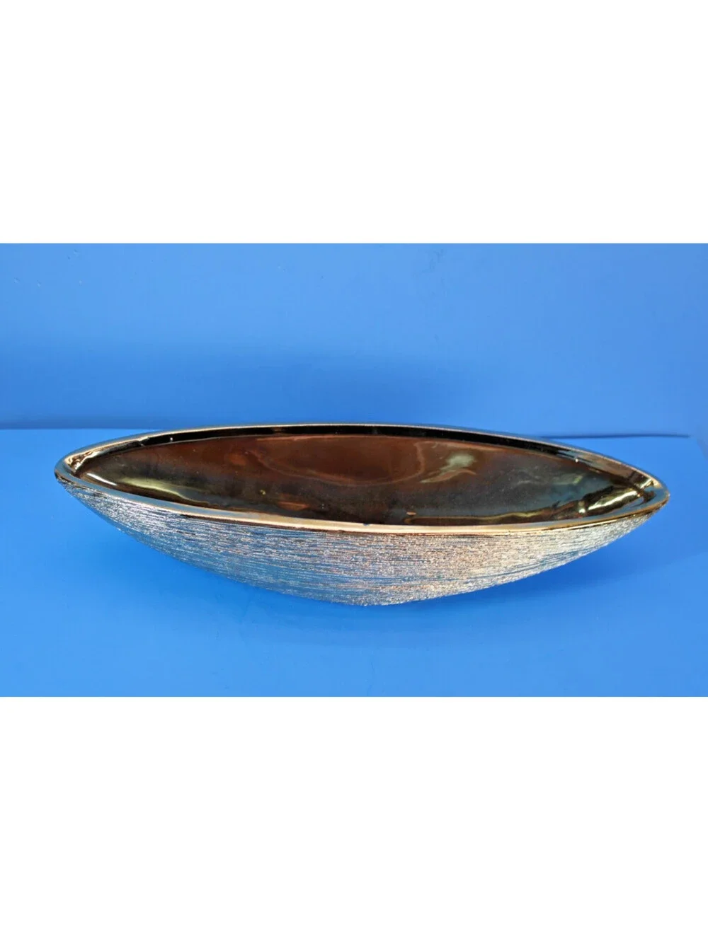 New Gold Etched Decorative Planter Vase Centerpiece Boat Shaped Bowl 14
